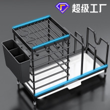厨房碳钢带筷子筒刀架台面砧板刀具沥水架ins风免打孔锅盖置物架