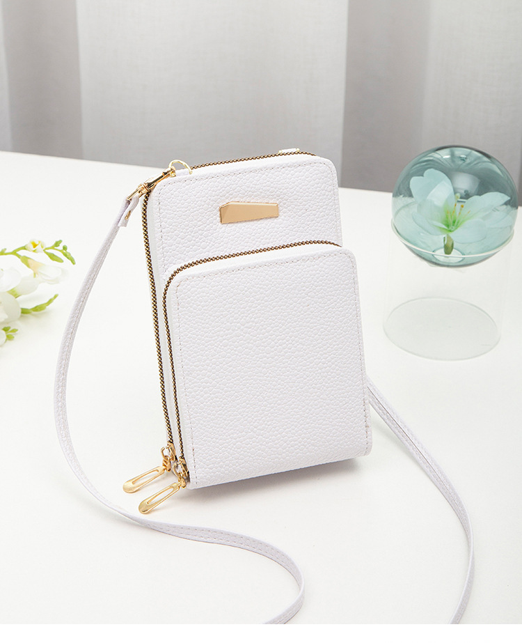 Women's delicate fabric practical multifunctional women's one shoulder double layer mobile phone bag retro wallet_voghion.com