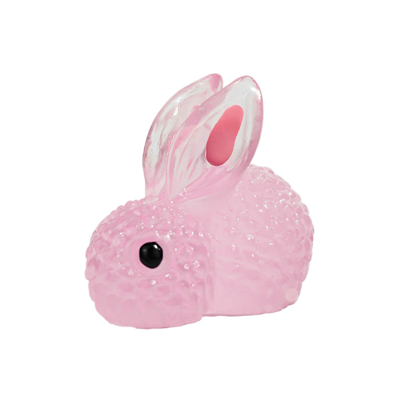 Dibujos animados de animales lindos, conejito de color luminoso, decoración de micro paisaje, conejito luminoso, accesorios de resina vegetal de jardinería
