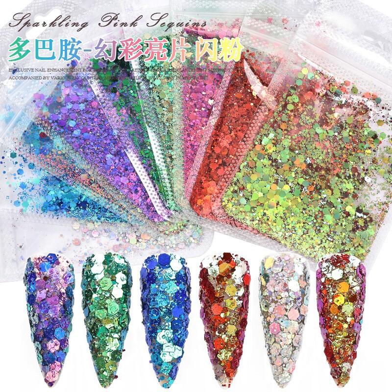 Nail art sparkling opal powder cross-border internet celebrity iridescent 12-color snow velvet cloud brocade powder nail sequins nail art accessories Nail art sparkling opal powder cross-border internet celebrity iridescent 12-color snow velvet cloud brocade powder nail sequins nail art accessories