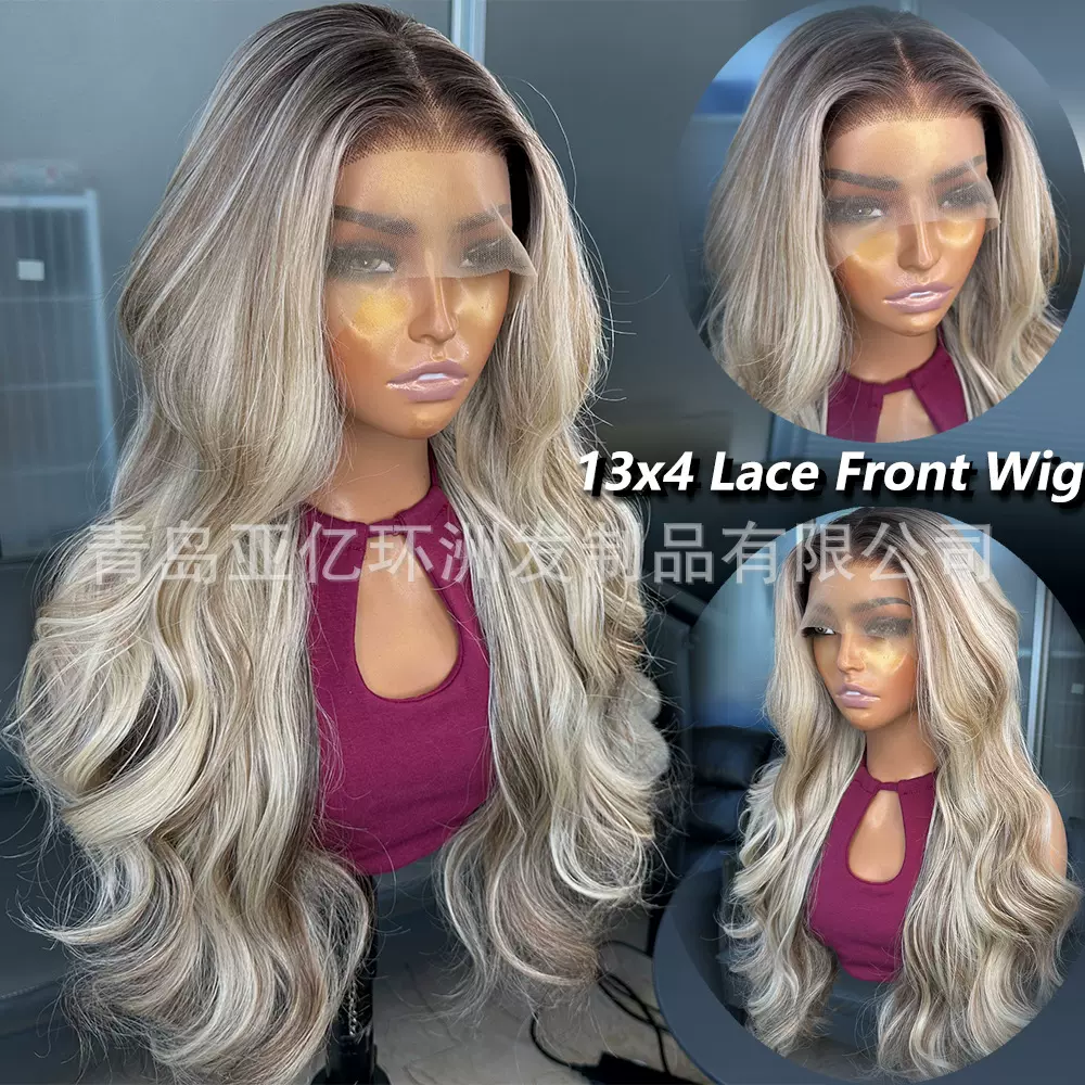 现货外贸欧美女士前蕾丝假发13*6点染色长卷发日本高温丝化纤头套