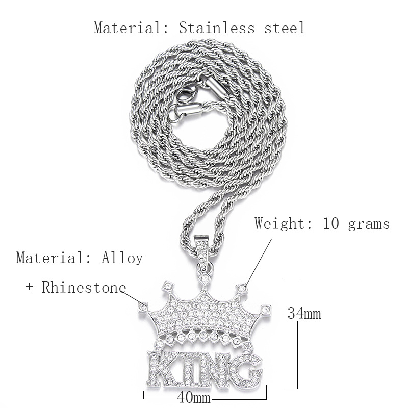 Hip-Hop Letter Crown Stainless Steel Plating Menu0027S Necklace 1 Piece