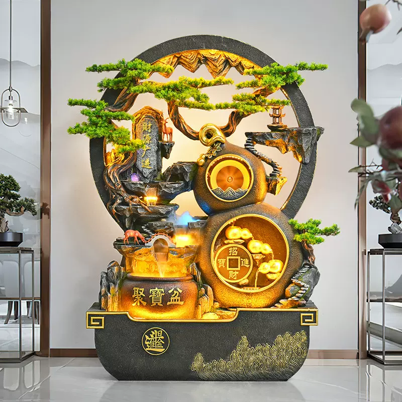 水幕墙假山流水喷泉客厅阳台酒店办公室会所别墅庭院装饰招财摆件