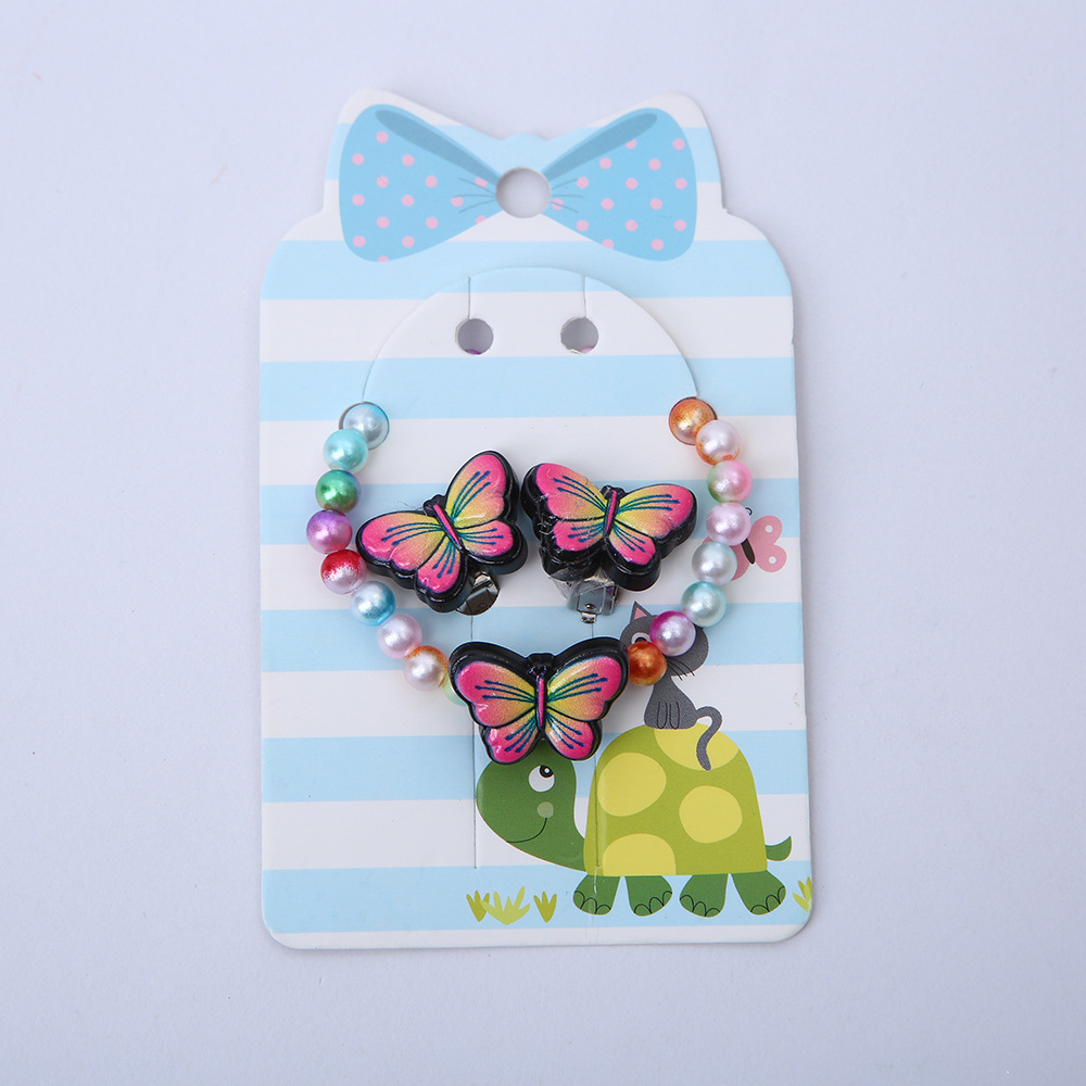 Cartoon Style Rainbow Butterfly Arylic Resin Handmade Girlu0027S Earrings Necklace 1 Set