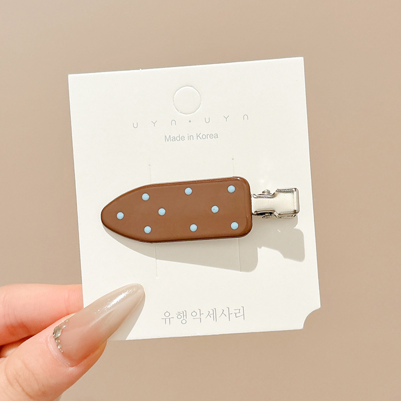 1 # 브라운 글레이즈 폴카 도트 헤어핀 5cm