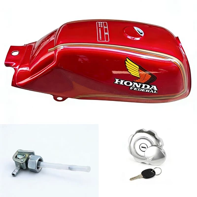 Honda WIN100 Eagle 100, thickened | Fuel tank - red-fuel-tank-three-piece-set