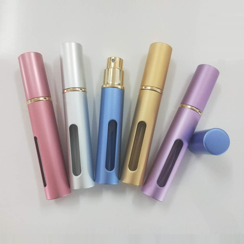 Factory direct sales new 10ml slender window perfume disinfectant alcohol bottle aluminum perfume spray bottle