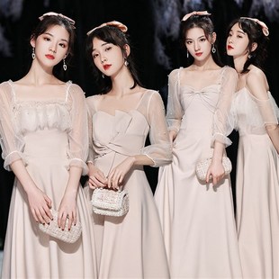Bridesmaid Group Evening Dress Slimming Look Elegant 2025 New Spring and Summer Sister Dress Best Friend Banquet Long Style Female Can Usually Wear