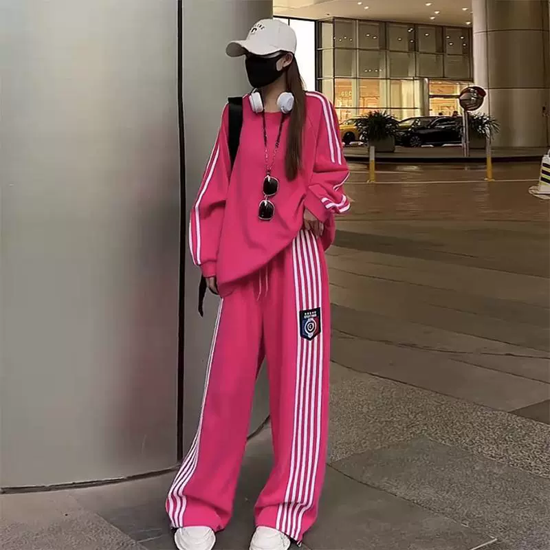 大码2025秋季时尚运动服两件套宽松显瘦休闲卫衣套装女胖mm300斤