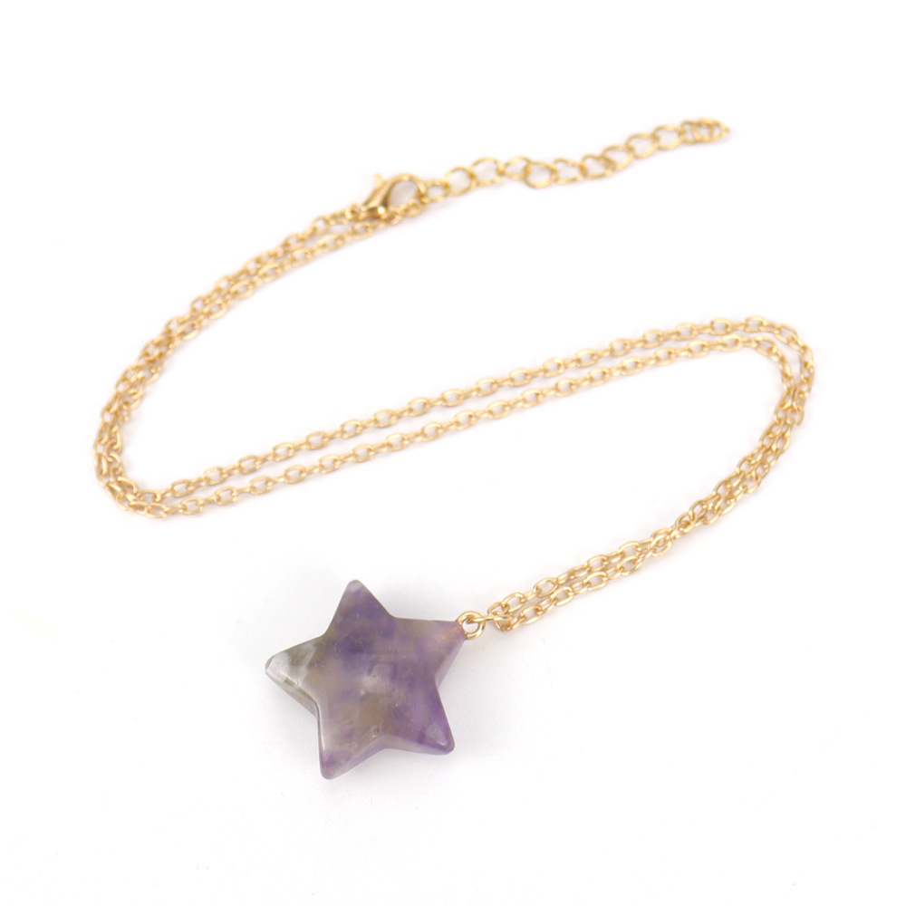 15g Weight Pendant Necklace Classification Simple Style Star Natural Stone Handmade Pendant Necklace 1 Piece