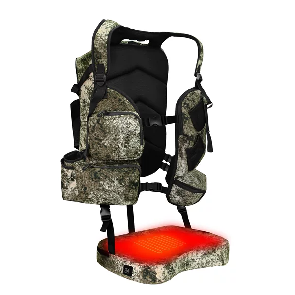 Camouflage hunting backpack with USB heated seat cushion, multifunctional outdoor hunting backpack for bird watching and turkey hunting