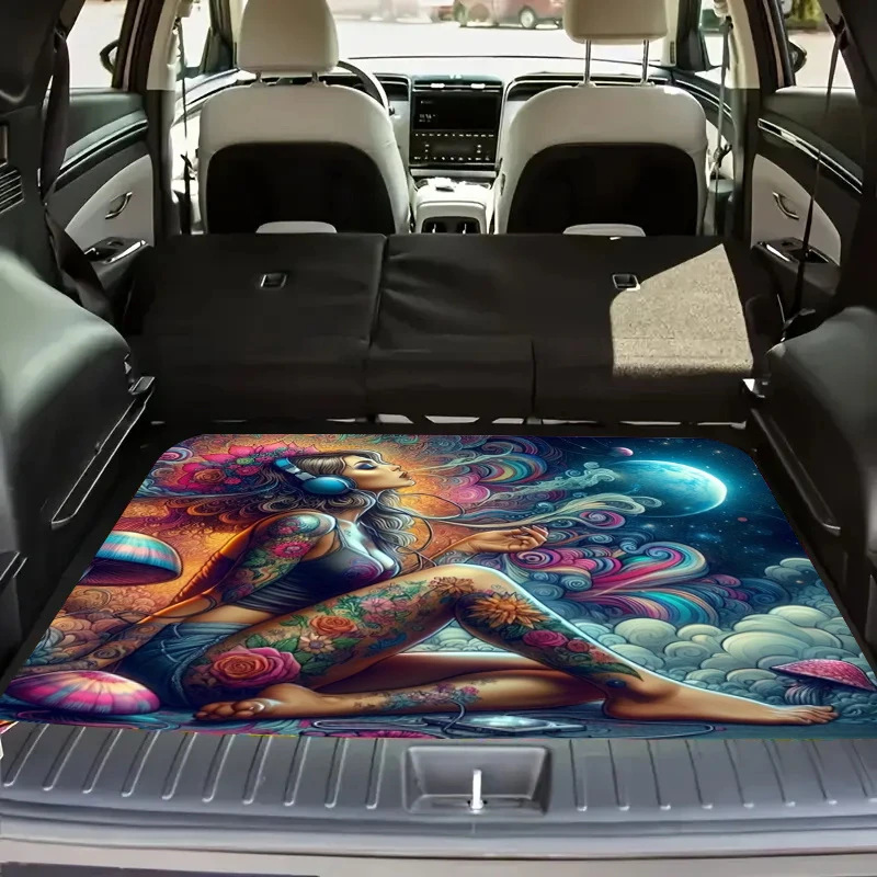 Temu Labeling Dropshipping Cross-Border Abstract Printed Car Trunk Mat Water-Absorbent, Non-Slip, Dirt-Resistant and Wear-Resistant Car Floor Mat