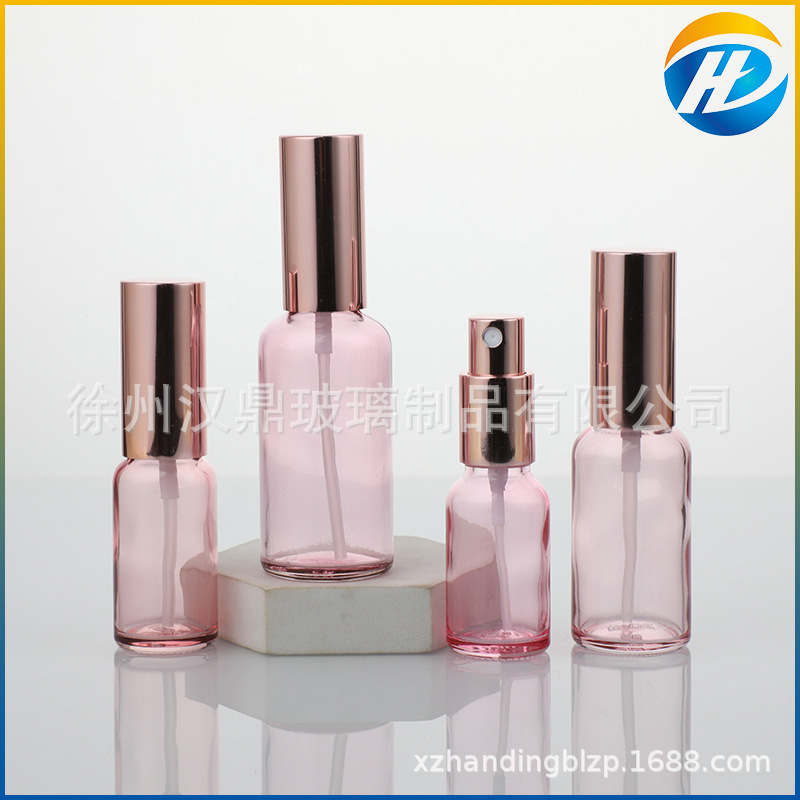 10-100ml桃ピンクガラススプレーボトル30ml 50ml香水精油プレススプレー化粧品分注ボトル|undefined