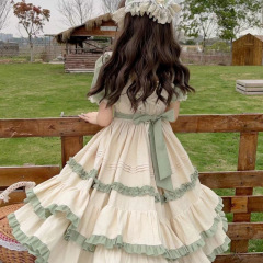 ロリータ ~ 工場オリジナルデザインLolita洋服田園風op半袖ワンピース