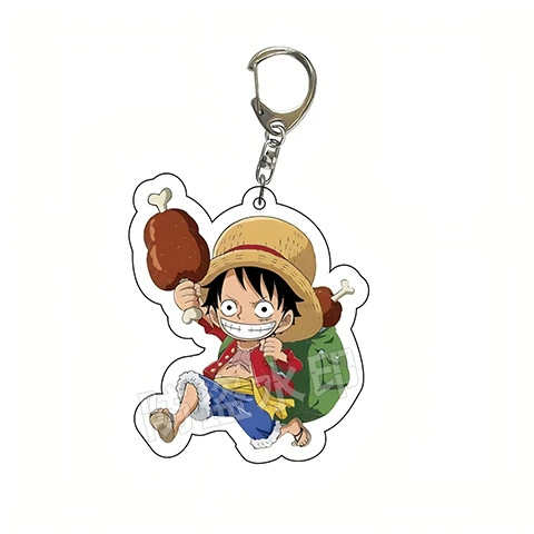 Acrylic One Piece double‑sided keychain, 6 cm, Luffy & crew characters, single or multi‑pack