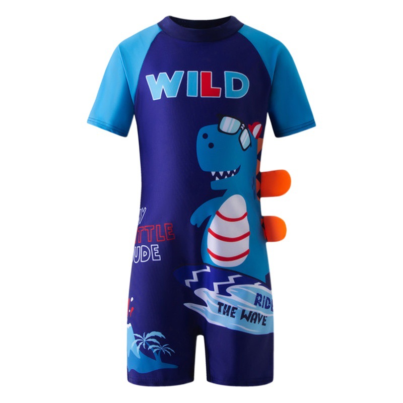 Traje de baño de dibujos animados lindo para niños de una pieza Traje de baño de manga corta para niños Traje de baño conservador para niños