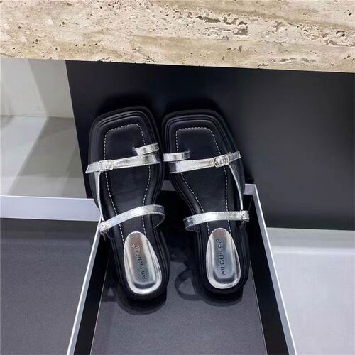 2025 Summer New Style Women's Slide Sandals, Platform Trendy Online-Ready Toe-Covering, Wear-Resistant Roman-Style Thick-Soled Korean-Style Sandals