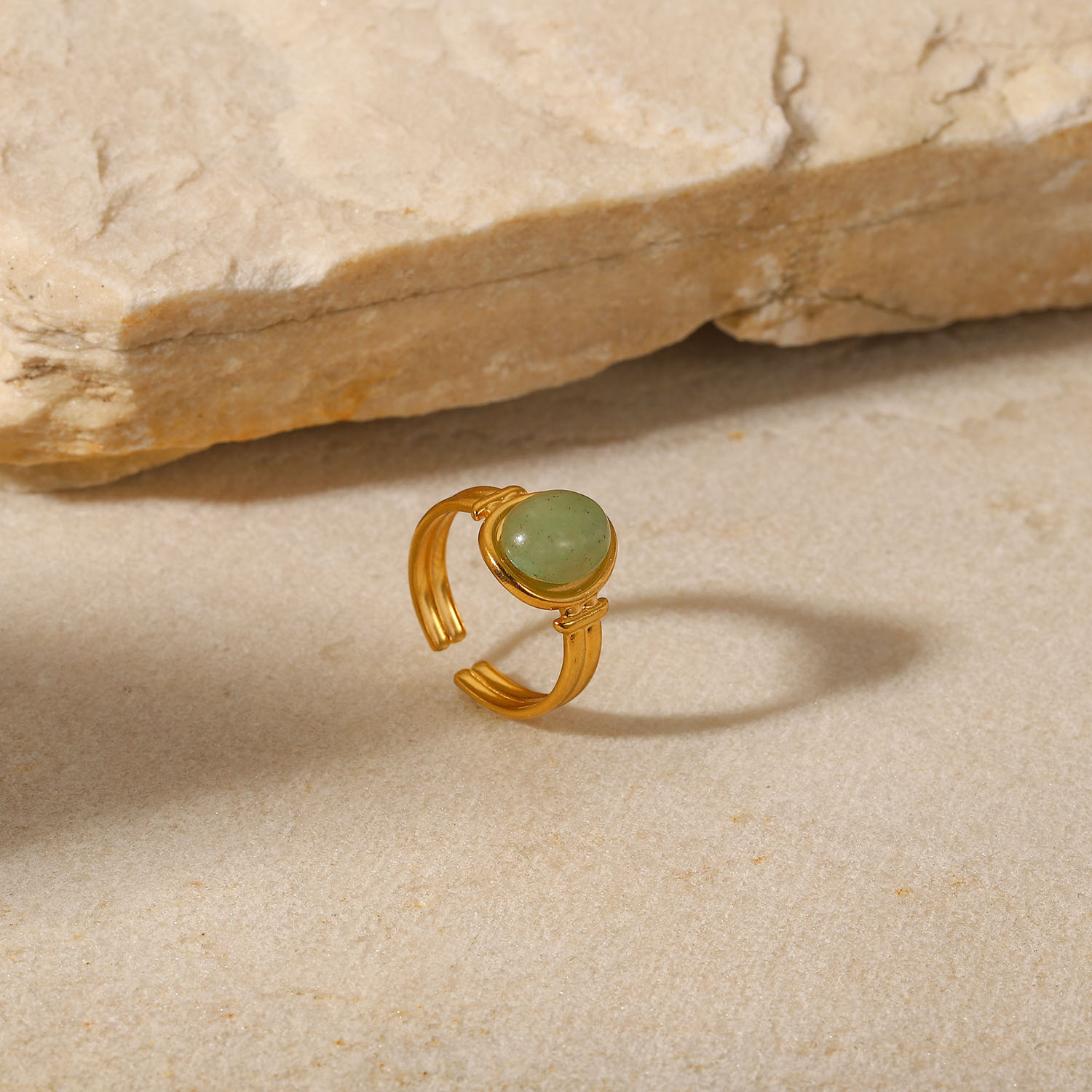 Luxurious Geometric Stainless Steel Plating Zircon Open Ring