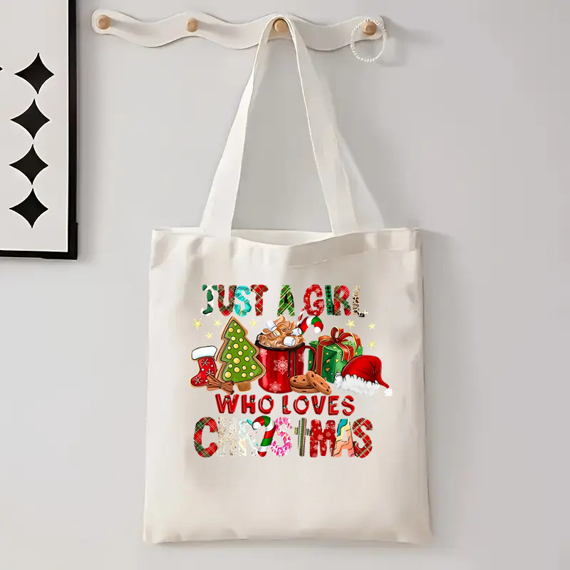 Cross-Border Men and Women Christmas New Year Canvas Bag Student Portable Storage Handbag Shopping Travel Shoulder Bag Cross-Border Men and Women Christmas New Year Canvas Bag Student Portable Storage Handbag Shopping Travel Shoulder Bag