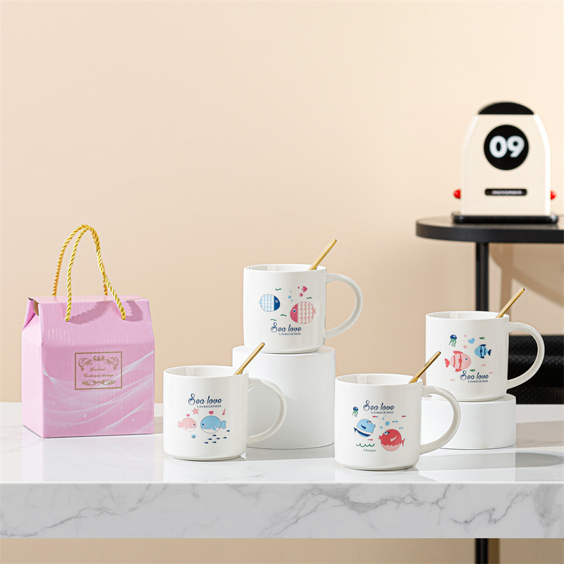 Taza de cerámica creativa taza de café de dibujos animados abre un pequeño evento de regalo publicitario taza de agua LOGO