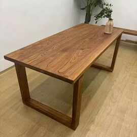 老榆木书桌家用大板桌餐桌看书学习桌电脑桌实木工作台办公桌子