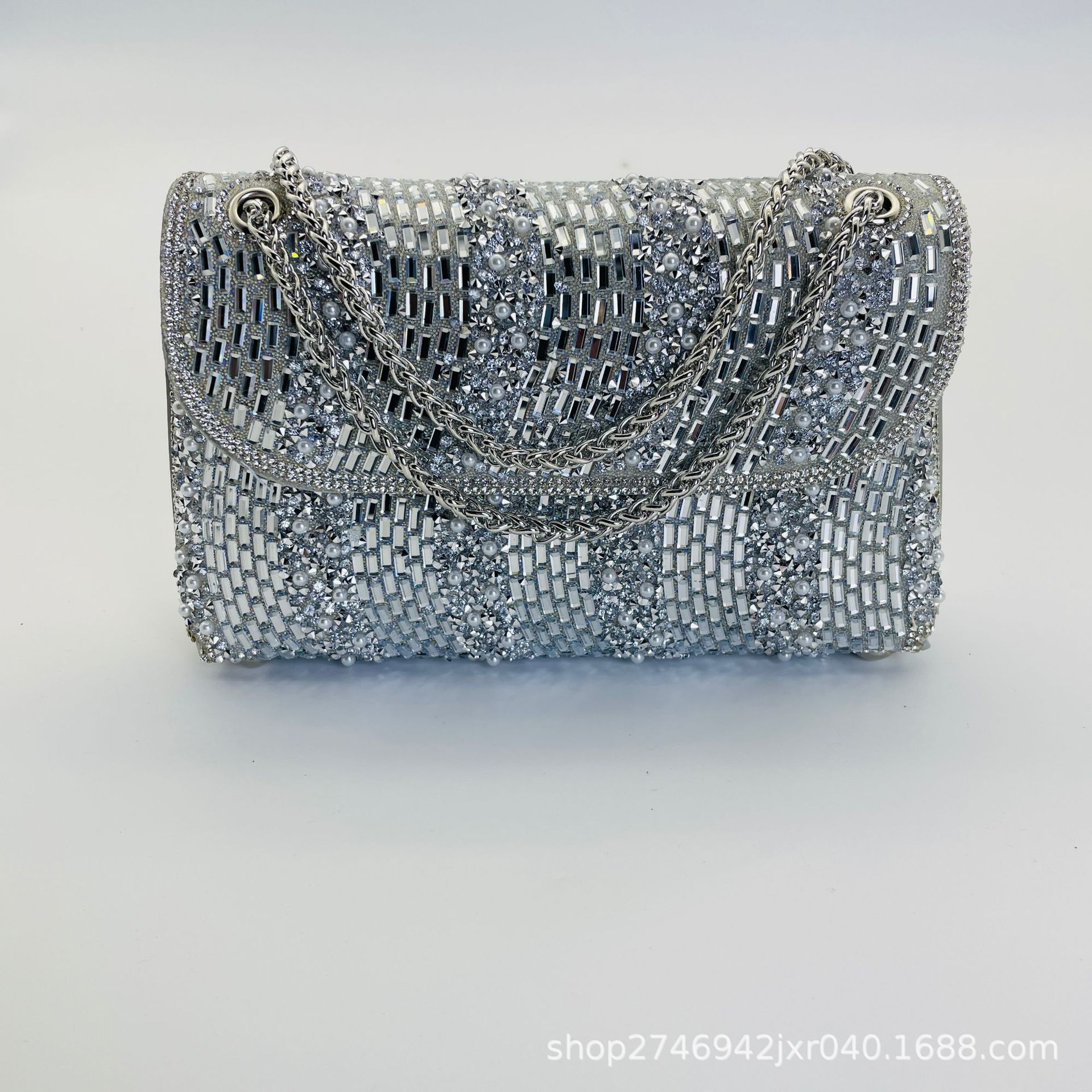 Cross-border Amazon Europe & US Fashion Rhinestone Banquet Bag, Diamond-Encrusted Clutch for Cheongsam, Evening Gowns, Weddings, and Parties - Thumbnail 6
