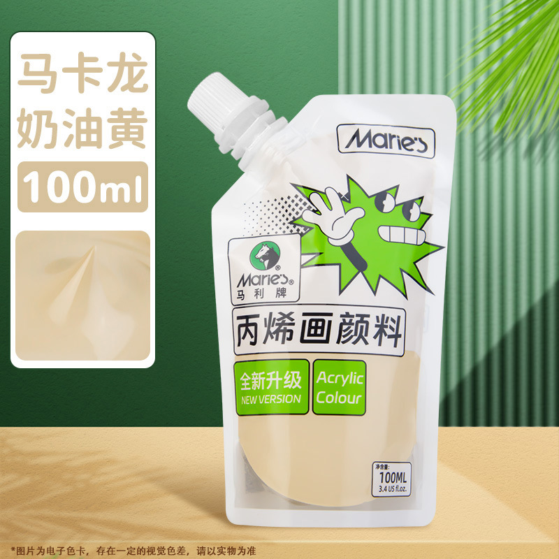 Pintura acrílica Marley en bolsa, paquete de recarga de 100 ml, juego de acrílico sin formaldehído para estudiantes de arte, graffiti, resistente al agua