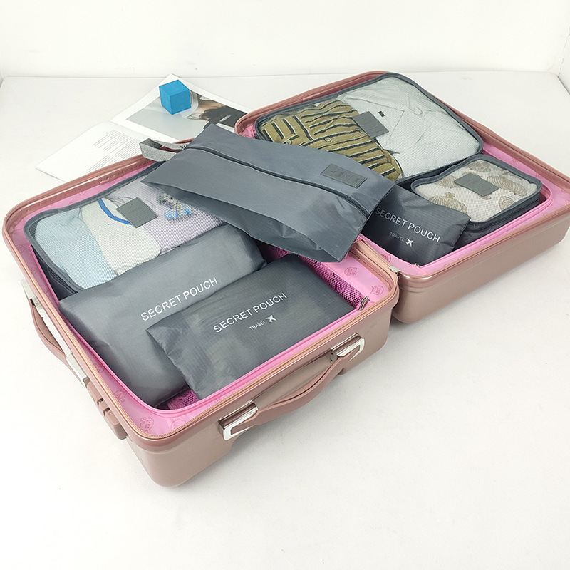 Ropa transfronteriza Bolsa de almacenamiento de viaje de 7 piezas Bolsa de lavado de clasificación de ropa interior Bolsa de almacenamiento de siete u ocho piezas Bolsa de zapatos