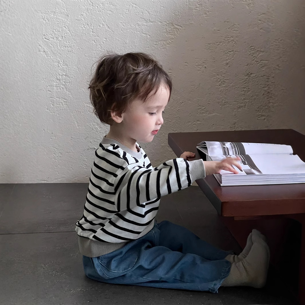 男童秋季条纹卫衣牛仔裤套装韩版童装2025秋款新品宝宝秋装两件套