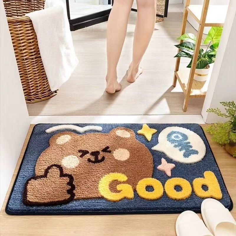 Cartoon cashmere carpet bathroom dressing room entrance door bedroom non-slip absorbent mat Amazon