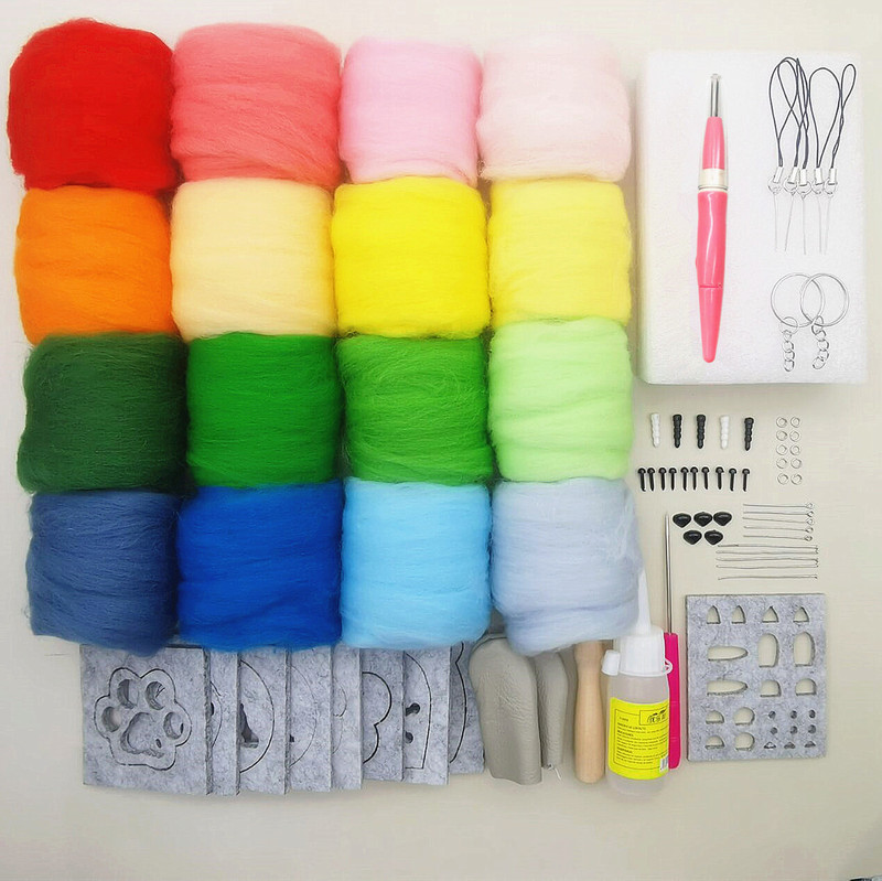 Wool felt DIY kit for beginners, handmade DIY material pack, Australian 7s wool strips