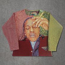 2024欧美外贸跨境新款男装休闲圆领长袖数码印花套头男式