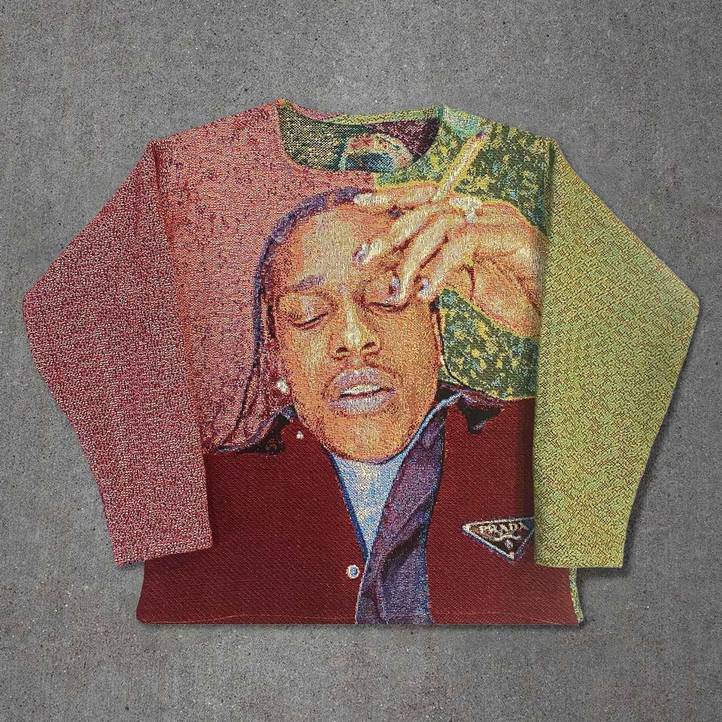 2024欧美外贸跨境新款男装休闲圆领长袖数码印花套头男式