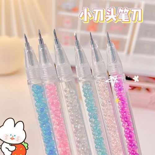 Bubble Knife Pen Cute Ins Style Girl Heartbreak Stone Pen Knife Handbook Sticker Paper Cutting Utility Knife Engraving Knife Wholesale