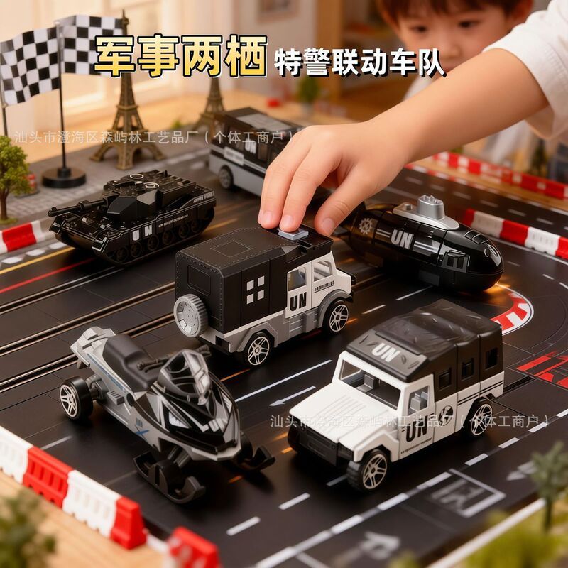 Children's Simulation Sliding Alloy Military Police Car Model Toy for Boys Mini Car Toy Model