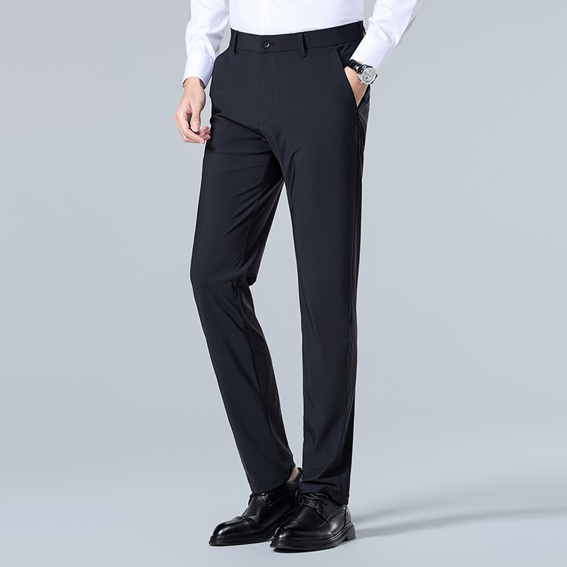 Hombres de verano de viaje pantalones casuales de hielo delgados pantalones elásticos de nueve puntos de alto nivel de negocios pantalones profesionales
