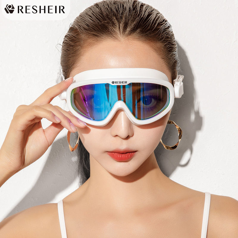 Factory direct sales Ruixier waterproof and anti-fog large-frame high-definition swimming goggles transparent goggles fashionable swimming goggles for men and women
