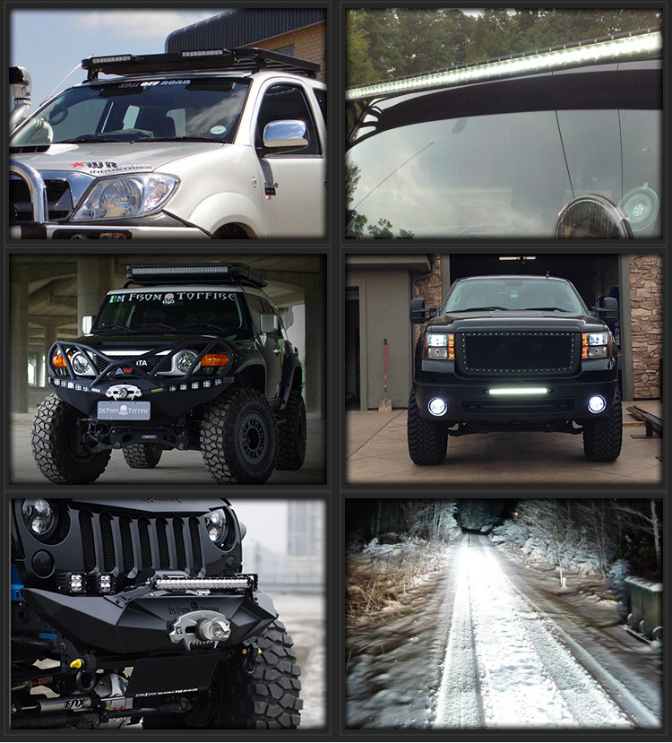Cross-Border Popular Car Led Strip Light Waterproof Ultra-Bright Truck Off-Road Vehicle Single-Row Three-Color Amber Light Roof Light