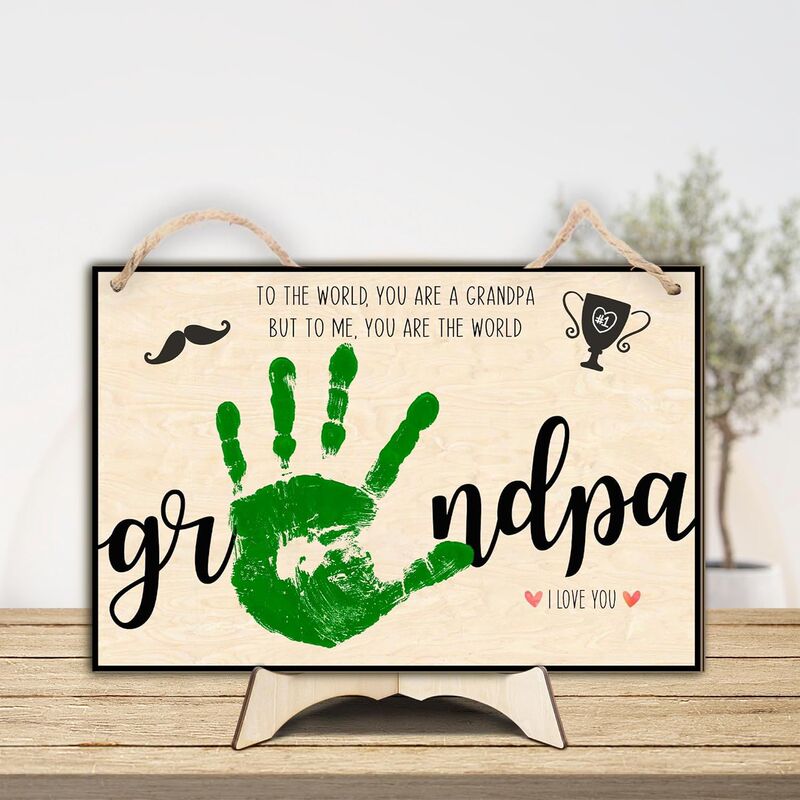 Amazon Explosions Plywood Bracket Commemorates Photo Frame Grandpa Handprint Footprint Crafts, Father's Day Gift