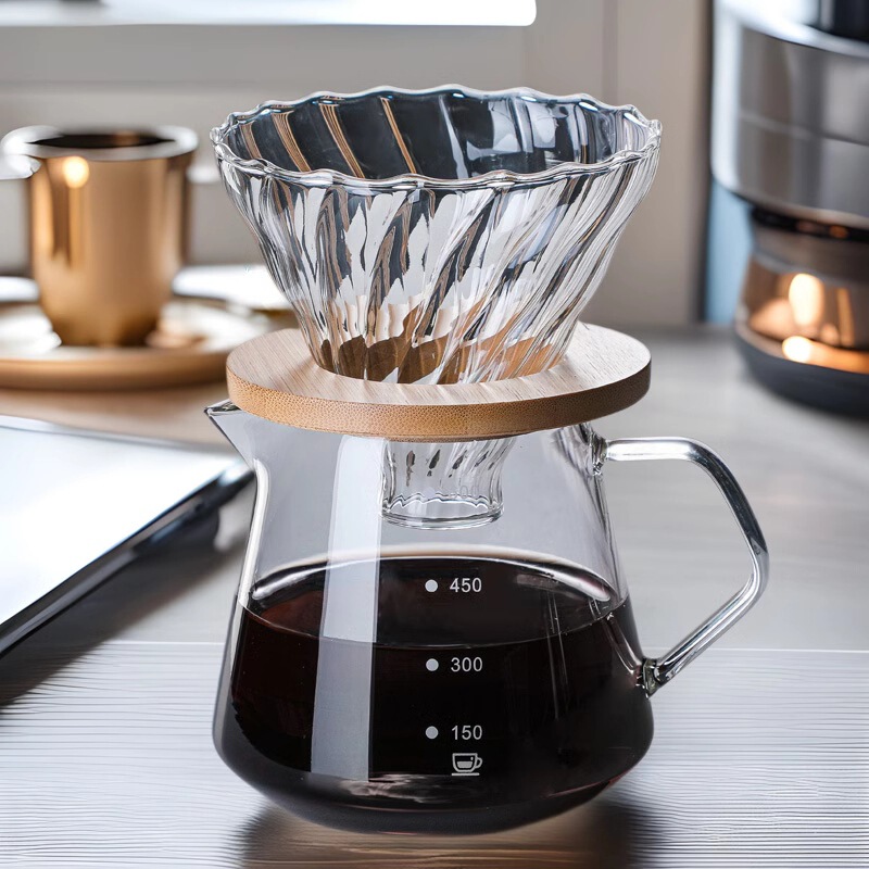 Glass Hand-Brewed Coffee Pot Set Coffee Filter Cup Sharing Pot Brewing Pot Coffee Utensils Wholesale Transparent