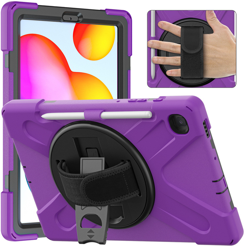 For Samsung s6lite flat anti-fall protective shell p619 bracket portable s8plus shoulder strap pen slot a710.4