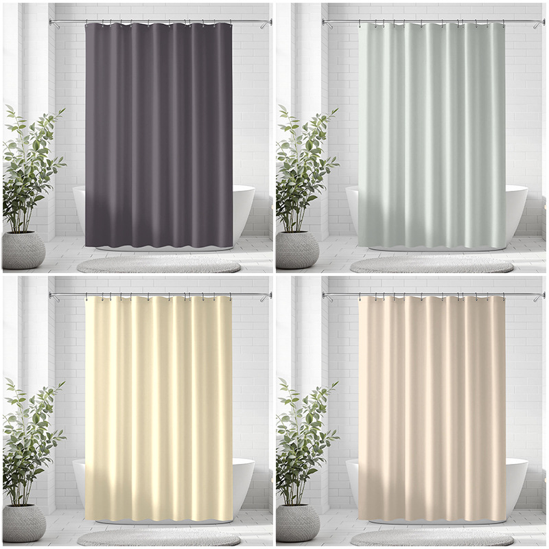 Transparent shower curtain bathroom curtain peva plain waterproof thickened hotel solid color bathroom curtain gray curtain wholesale