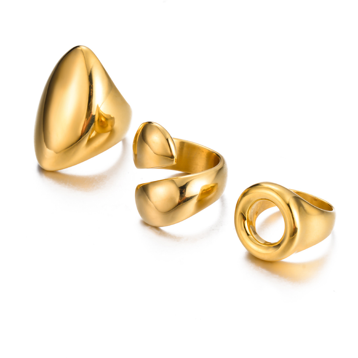 Rings Classification PVD Coated Geometric 304 Stainless Steel Simple Style Waterproof Non Tarnish Rings