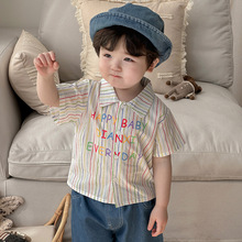 婴儿套装2025新款宝宝韩版短袖衬衫洋气牛仔短裤夏季男童薄款衣服