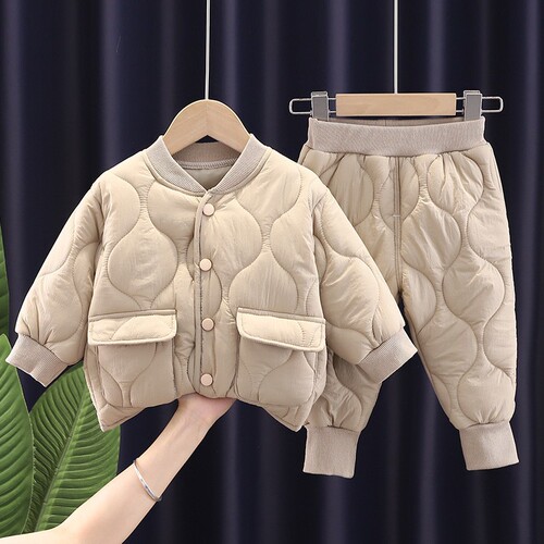 Korean style new winter clothing for boys and girls cotton coat set thickened bottoming cotton clothing 1-4 years old one piece wholesale children's clothing