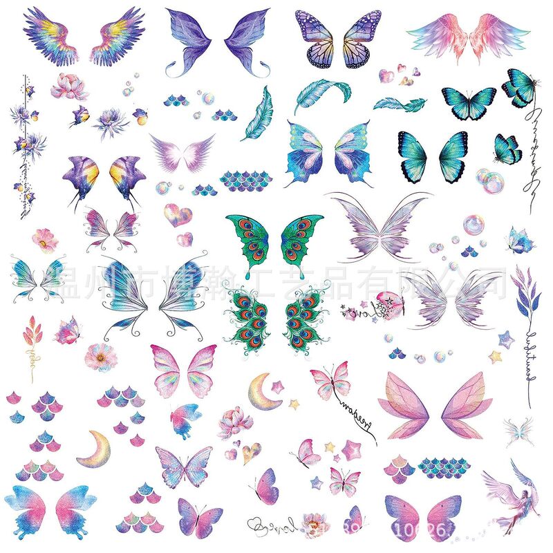 Manufacturer Customized Body Art Arm Face Butterfly Pattern Tattoo Sticker Waterproof Sticker Body Painting