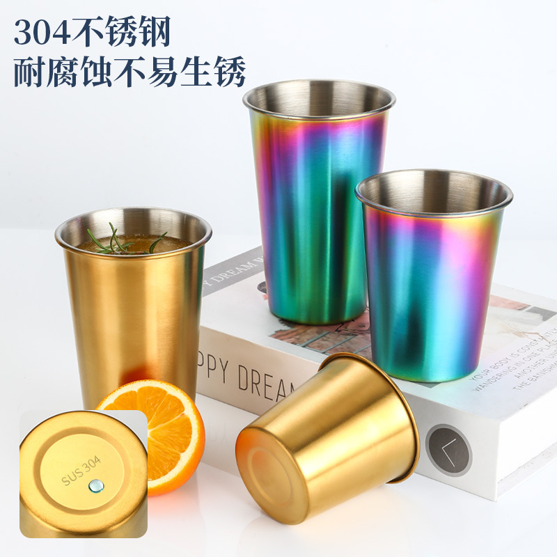 クロスボーダー304ステンレスグラス単層カップ飲料カップ高颜値冷飲カップ調杯ビールグラス卸売り|undefined