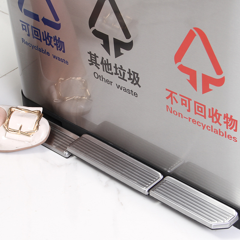 Cubo de basura de acero inoxidable comercial al aire libre pedal mudo centro comercial clasificación luz lujo tubo de almacenamiento habitación de invitados gran cubo de frutas