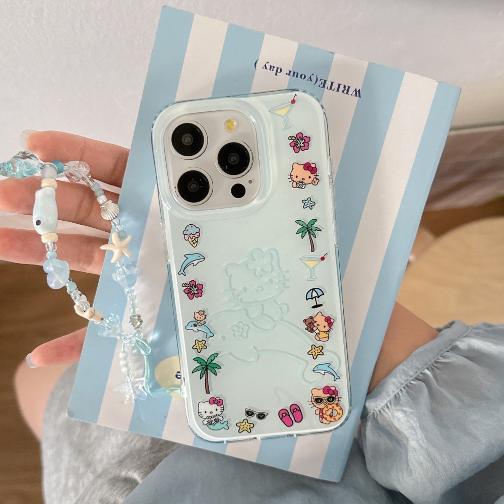 Linda niña corazón ins delfín kt para iPhone15/16ProMax Apple 13 funda para teléfono móvil 14 cadena 1