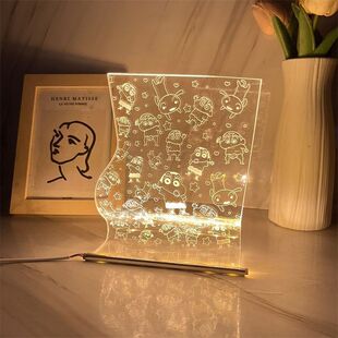 Ins style crayon small new cartoon creative running water lamp artistic cartoon acrylic streamer lamp bedroom bedside lamp